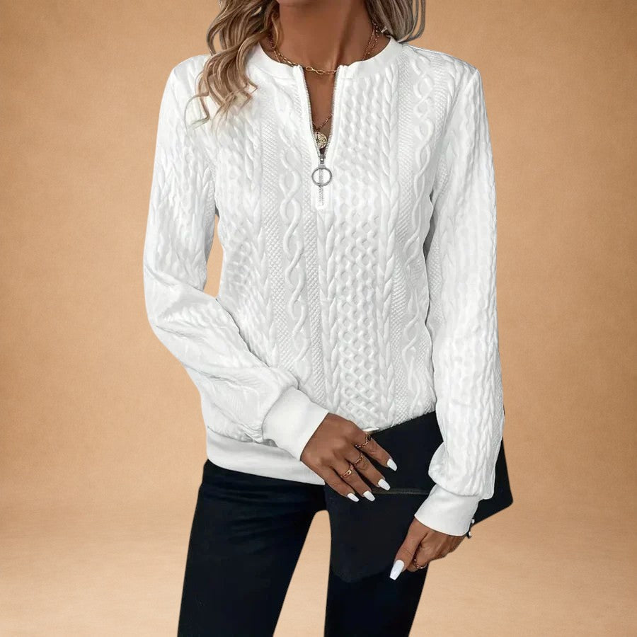 Pauline | Women's Zip-Up Knit Cardigan for Elegant Comfort
