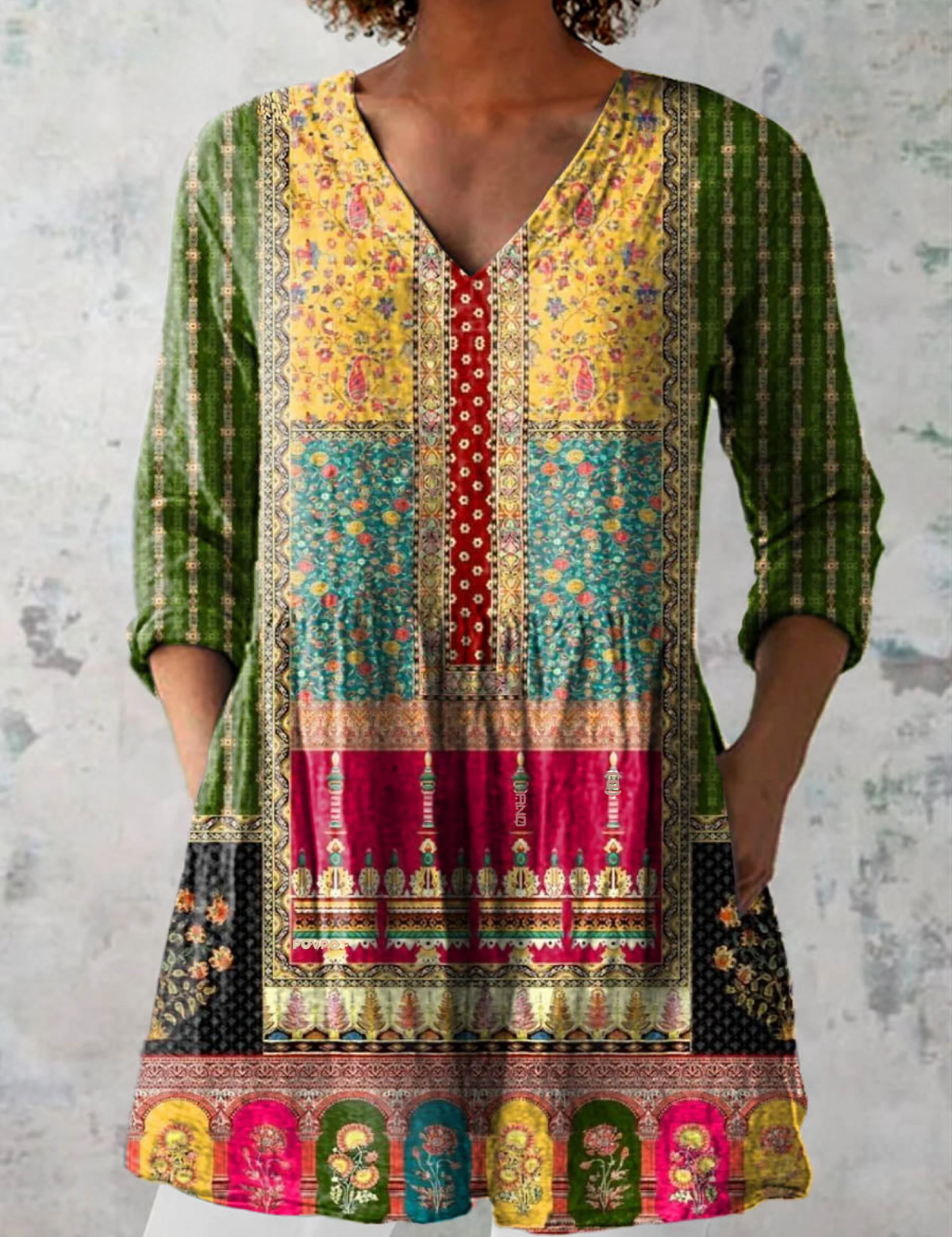 Willow | Long Blouse with Colourful Pattern