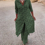 Queenie | Elegant Geometric Print Two-Piece Set