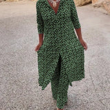 Queenie | Elegant Geometric Print Two-Piece Set