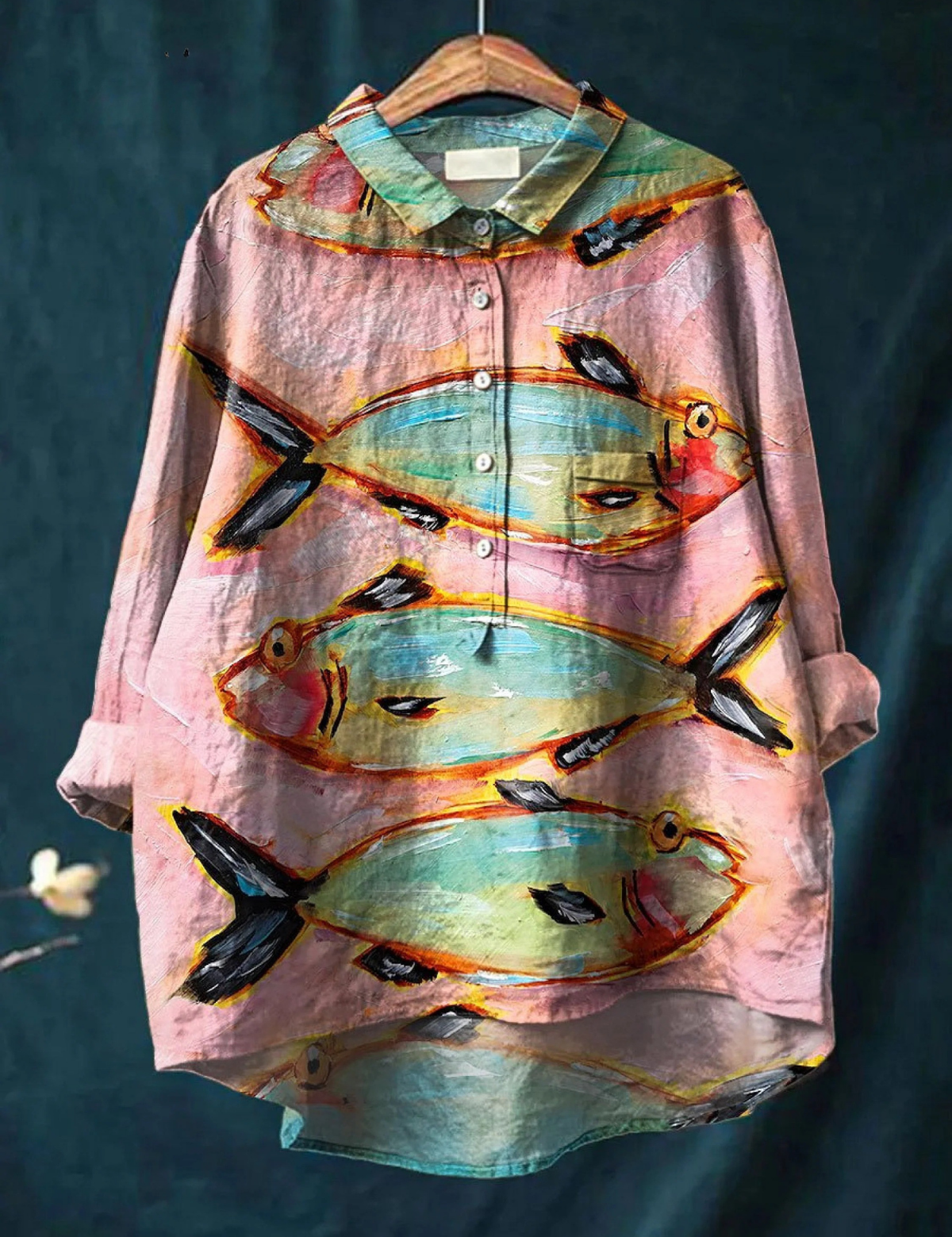 Iris | Comfortable Women's T-Shirt with Vintage Fish Art