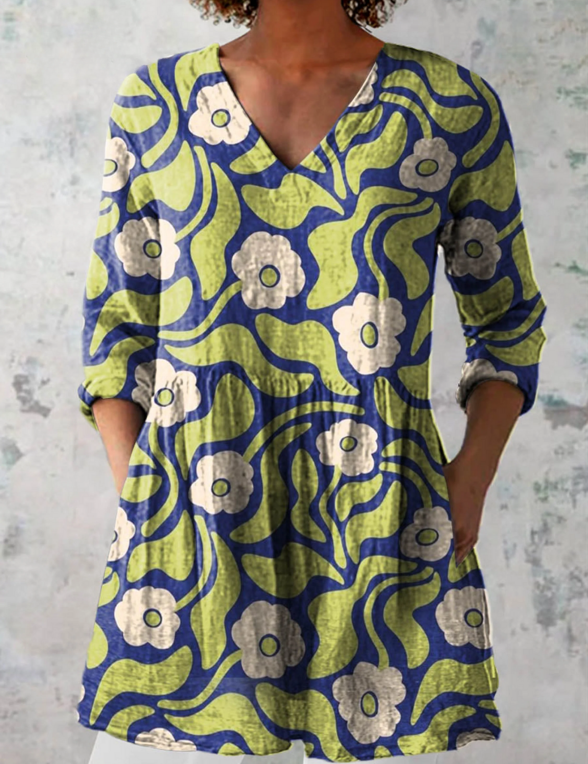 Edith | Long Blouse in Blue-Green