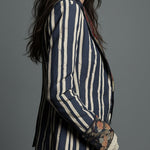 Anna | Striped Floral Cotton-Linen Blazer