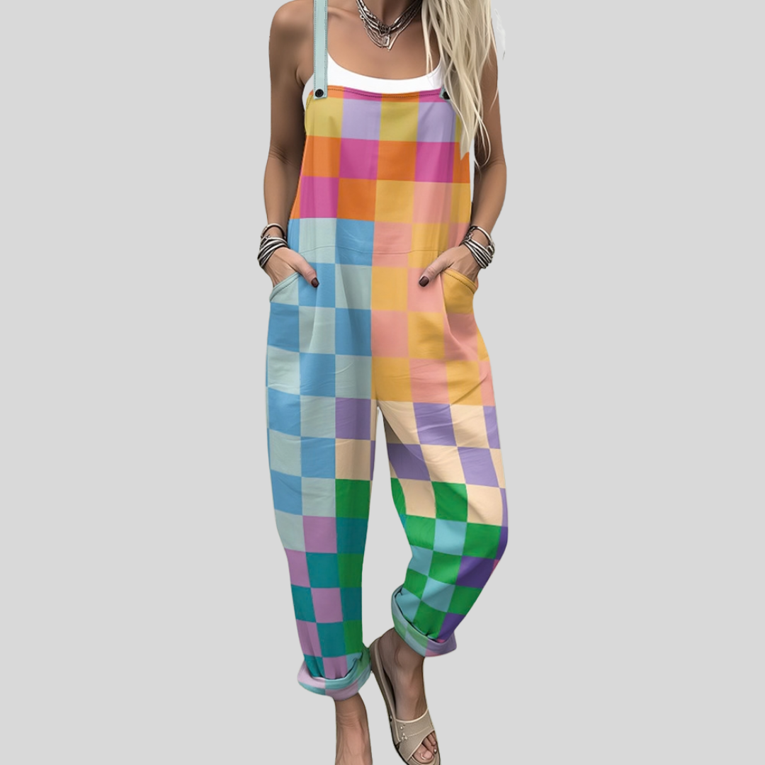 Wendy | Pastel Check Dungarees