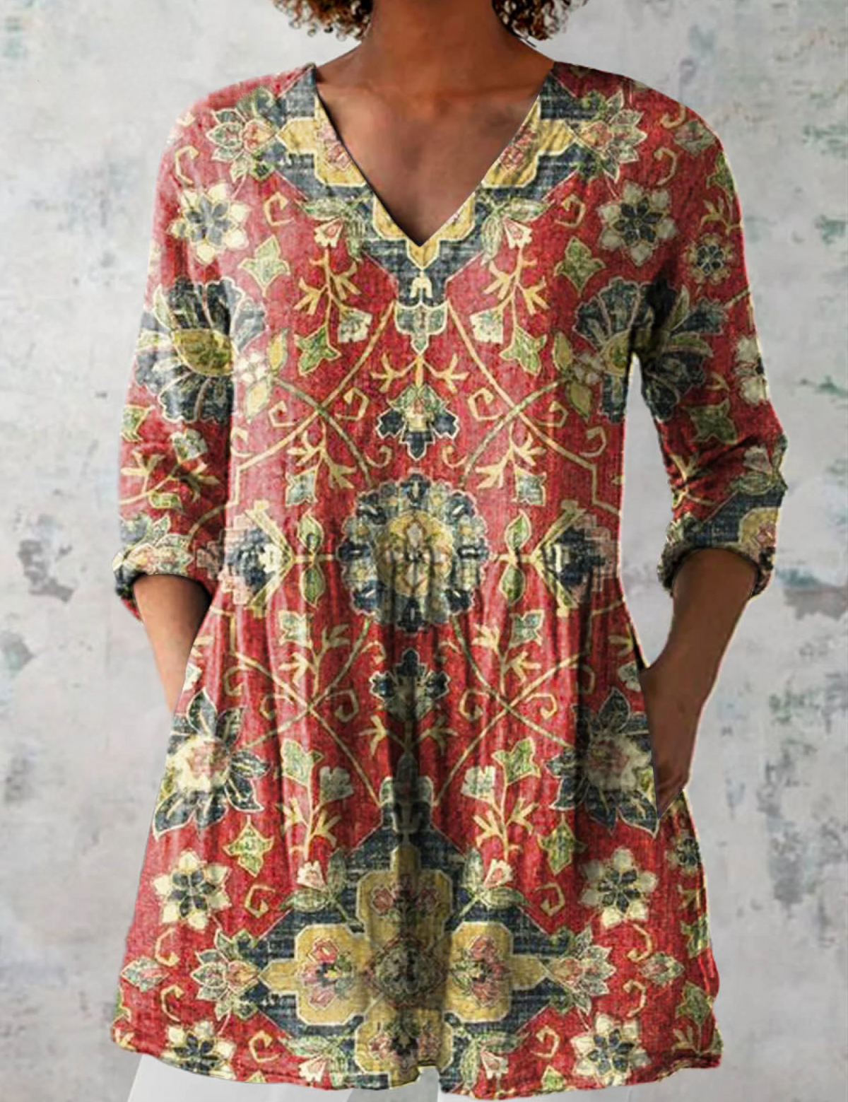 Tabitha | Long Blouse with Colourful Pattern
