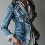 Bryony | Vintage Relaxed Washed Denim Blazer
