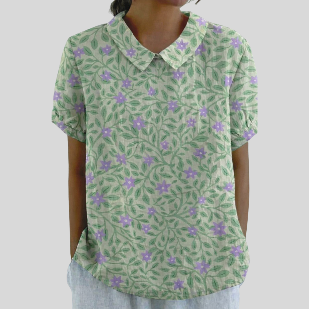 Leonora | Floral Polo-Collar Top