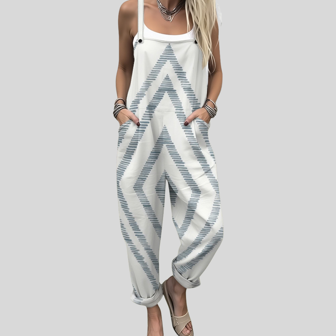 Stephanie | Zigzag Print Dungarees