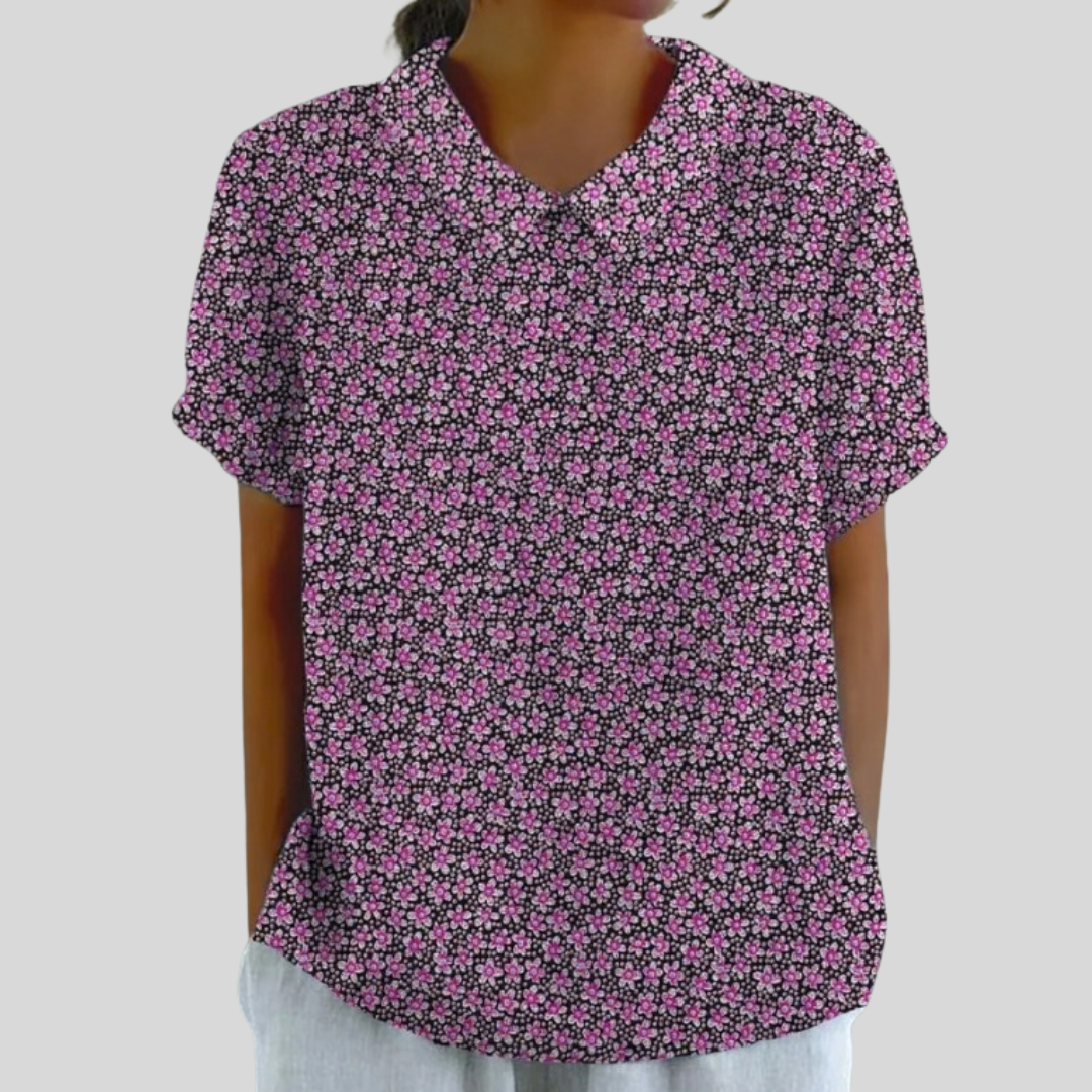 Harriet | Floral Polo-Collar Top