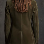 Blanche | Olive Velvet Blazer with Floral Embroidery