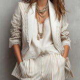 Christine | Vintage Striped Lace Short-Sleeve Blazer