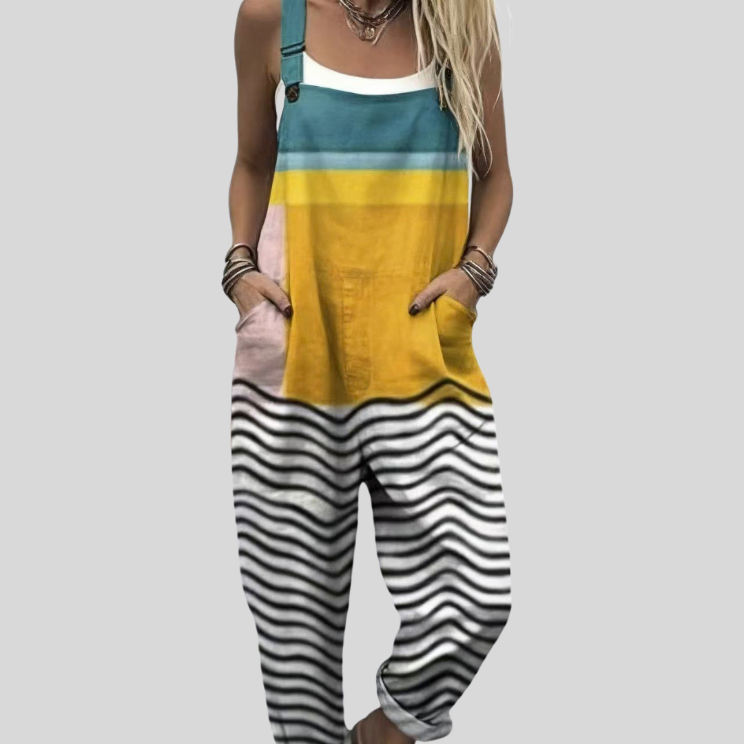 Michelle | Petrol and Yellow Dungarees