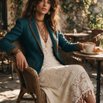 Anne | Retro Herringbone Jacket with Contrast Details