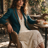 Anne | Retro Herringbone Jacket with Contrast Details