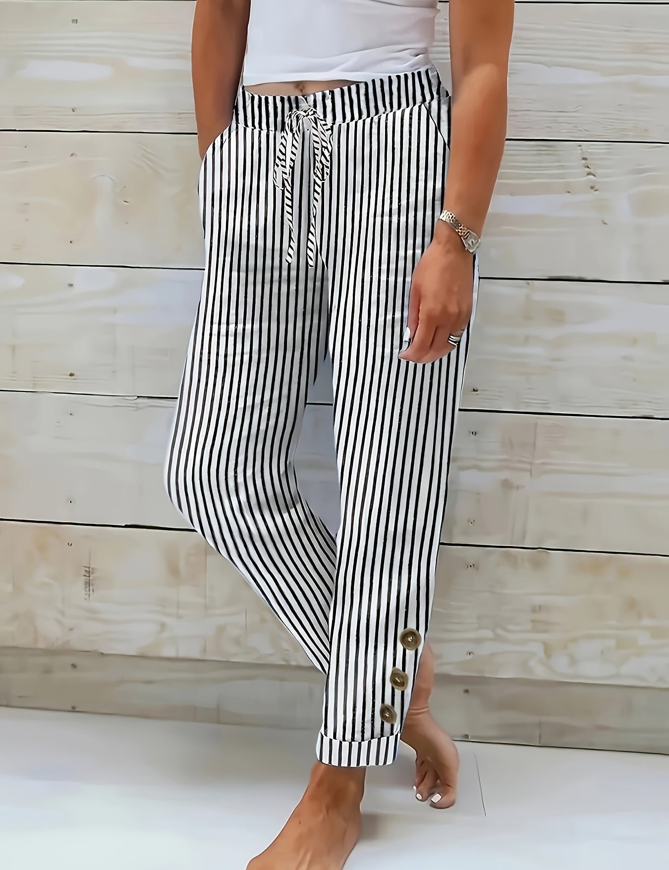 Edith | Comfortable Striped Trousers