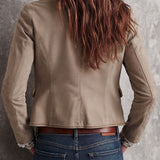 Angela | Retro Beige Stand-Collar Jacket with Floral Design