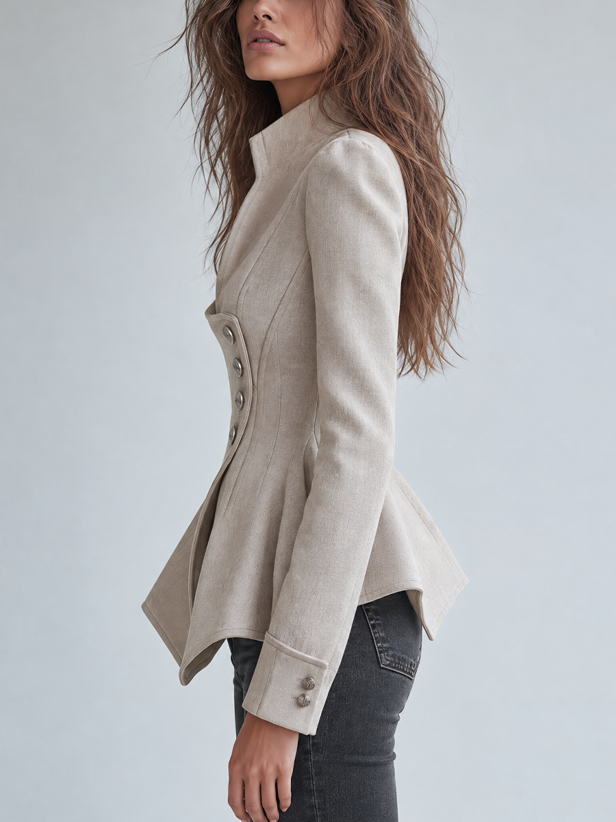 Arabella | Refined Ivory Asymmetric Button Blazer