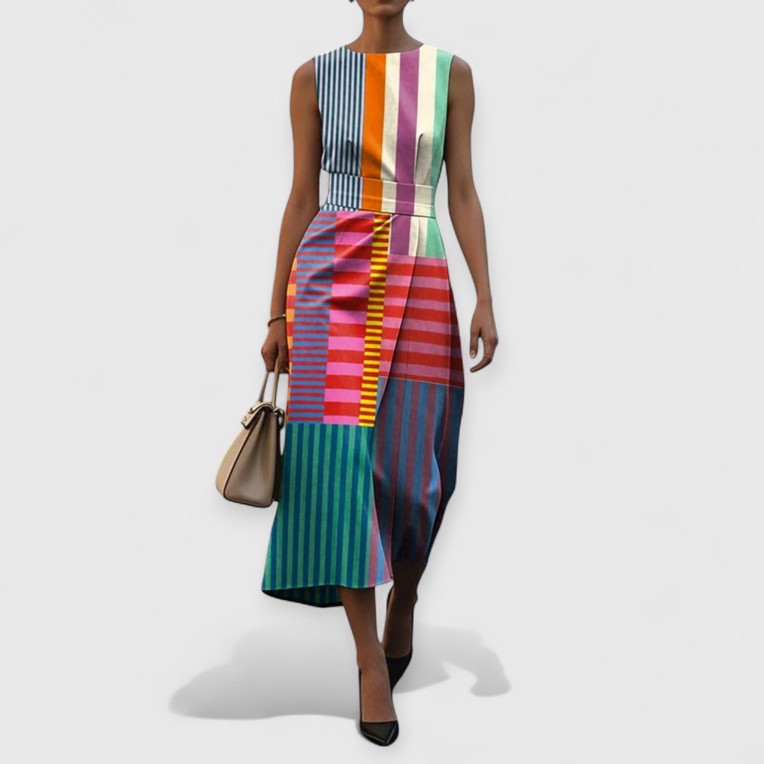 Honor | Colourful Striped Sleeveless Dress