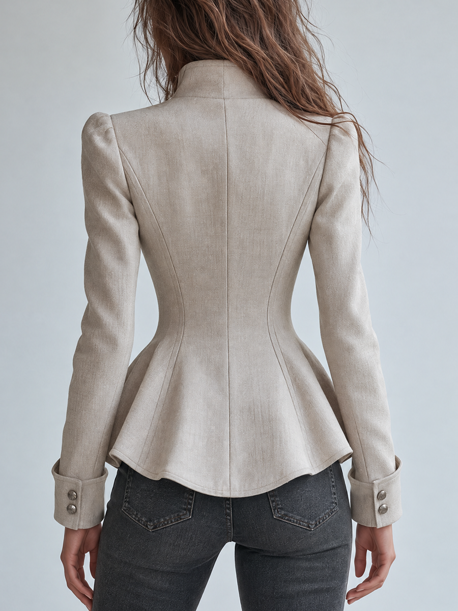 Arabella | Refined Ivory Asymmetric Button Blazer