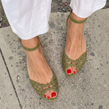 Imogen | Golden Woven Flip-Flops