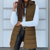 Edith | Long Sleeveless Hooded Gilet in Nine Colours