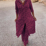 Queenie | Elegant Geometric Print Two-Piece Set