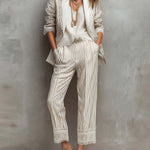 Christine | Vintage Striped Lace Short-Sleeve Blazer