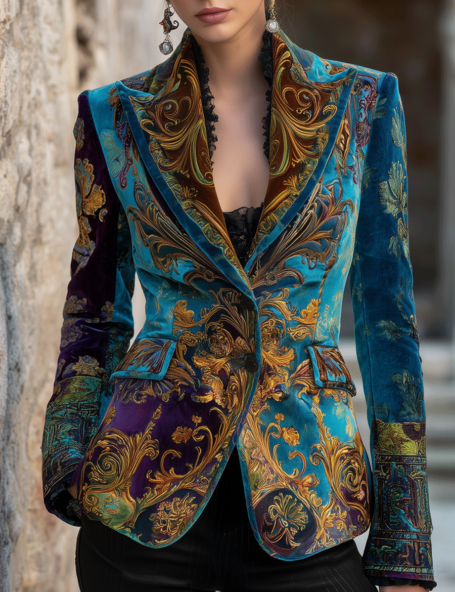 Delia | Bohemian Luxury Baroque Velvet Tailored Blazer