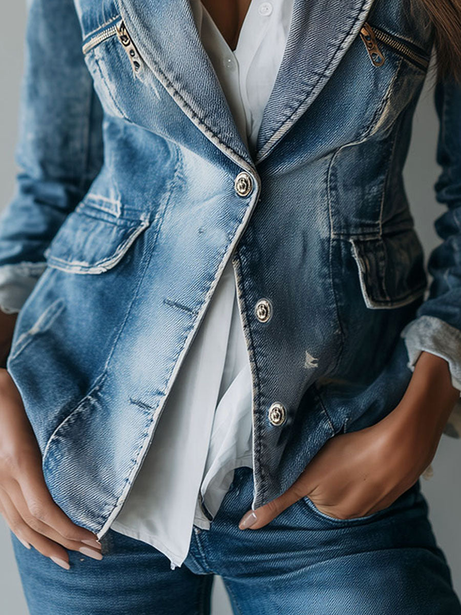Bryony | Vintage Relaxed Washed Denim Blazer