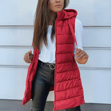 Edith | Long Sleeveless Hooded Gilet in Nine Colours
