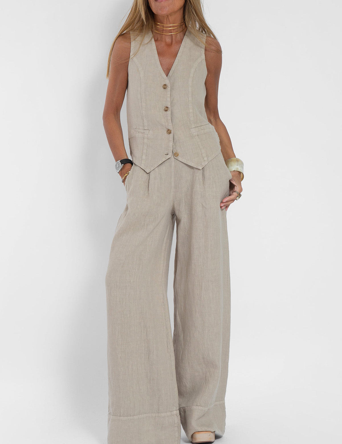 Peggy | Waistcoat and Wide-Leg Trousers Set