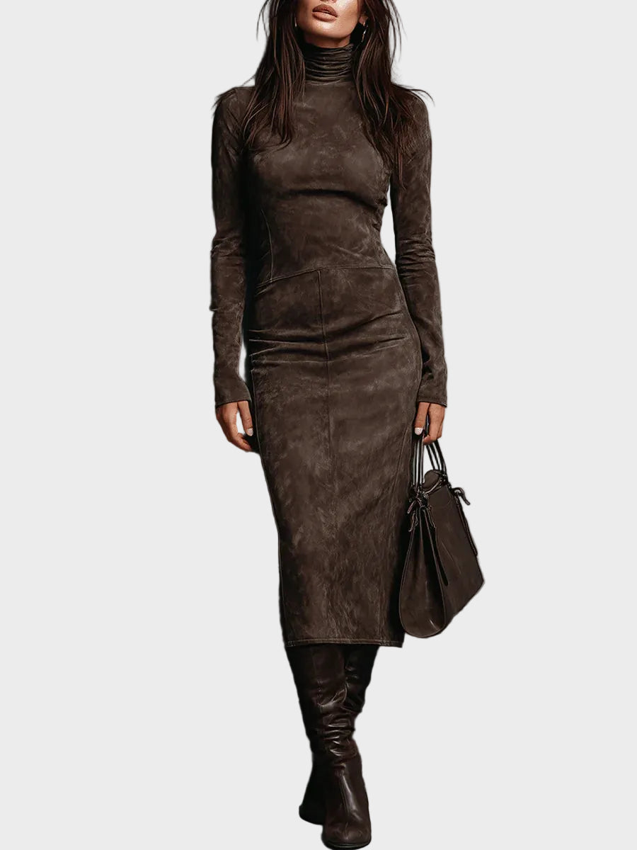 Harriet | High-Neck Long-Sleeve Midi Dress