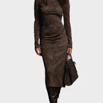 Harriet | High-Neck Long-Sleeve Midi Dress