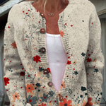 Clarissa | Vintage Button-Up Cardigan with Floral Artistic Design