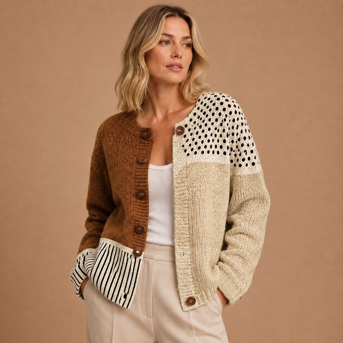 Esme | Minimalist Button-Up Cardigan with Abstract Design