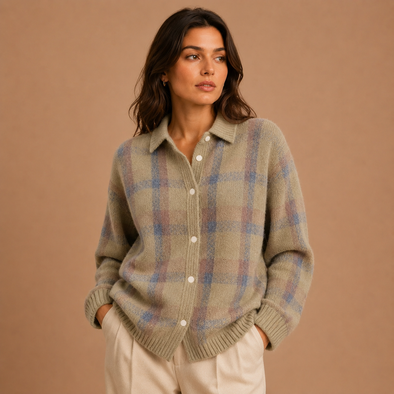Taylor | Relaxed Check Knit Cardigan