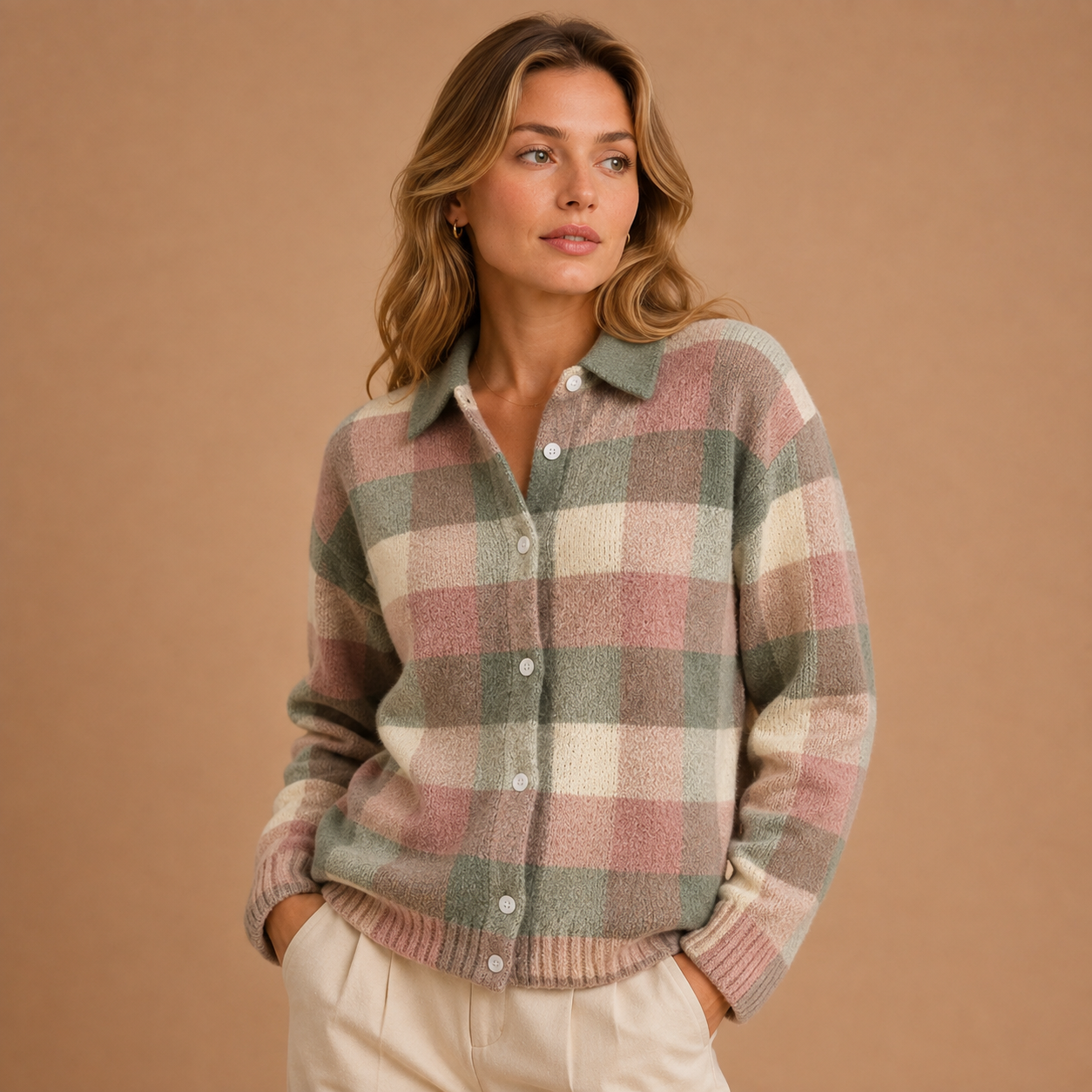 Georgia | Knitted Check Cardigan
