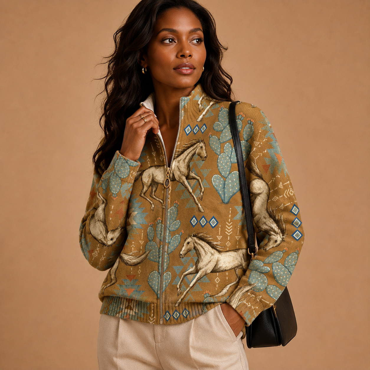 Belinda | Horse and Cactus Pattern Cardigan