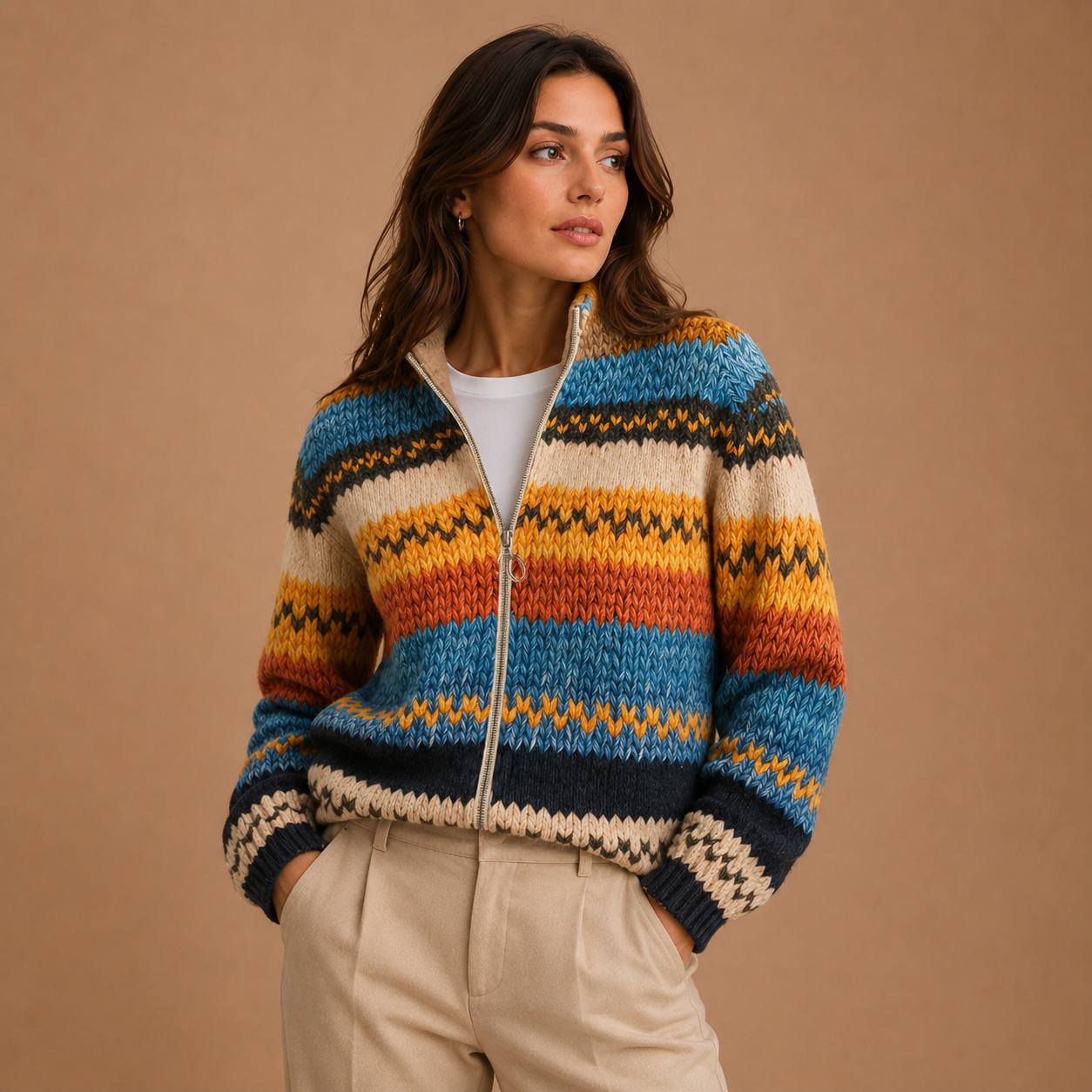 Karen | Multicoloured Zigzag Pattern Cardigan