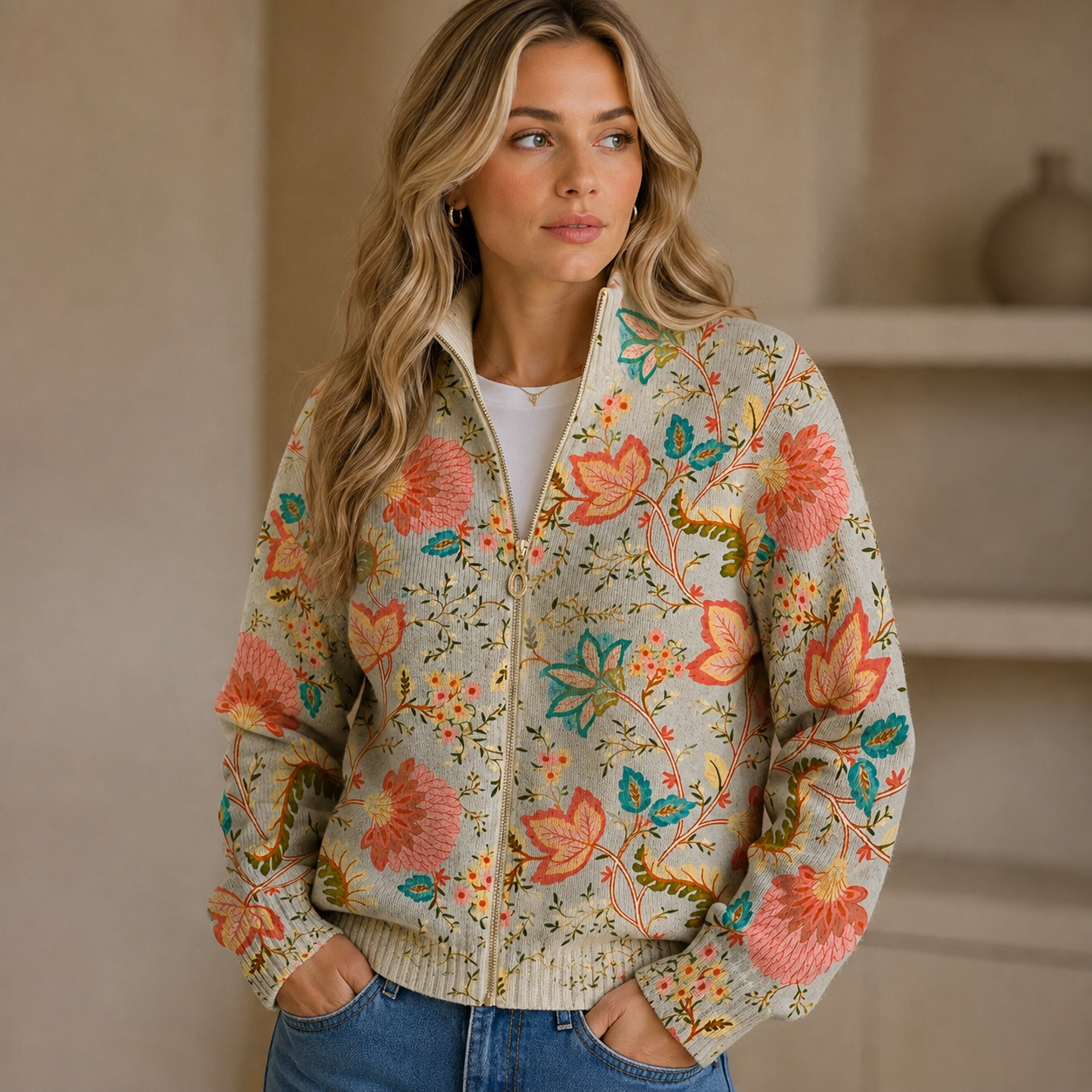 Penelope | Floral Garden Pattern Cardigan