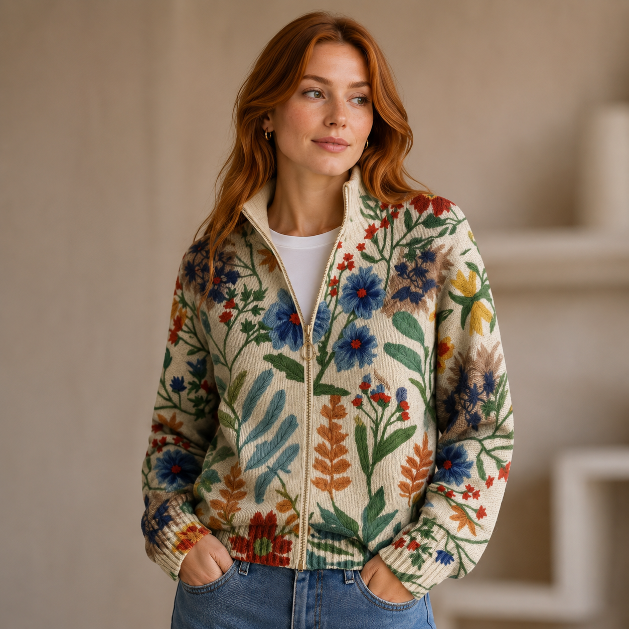 Barbara | Botanical Floral Pattern Cardigan