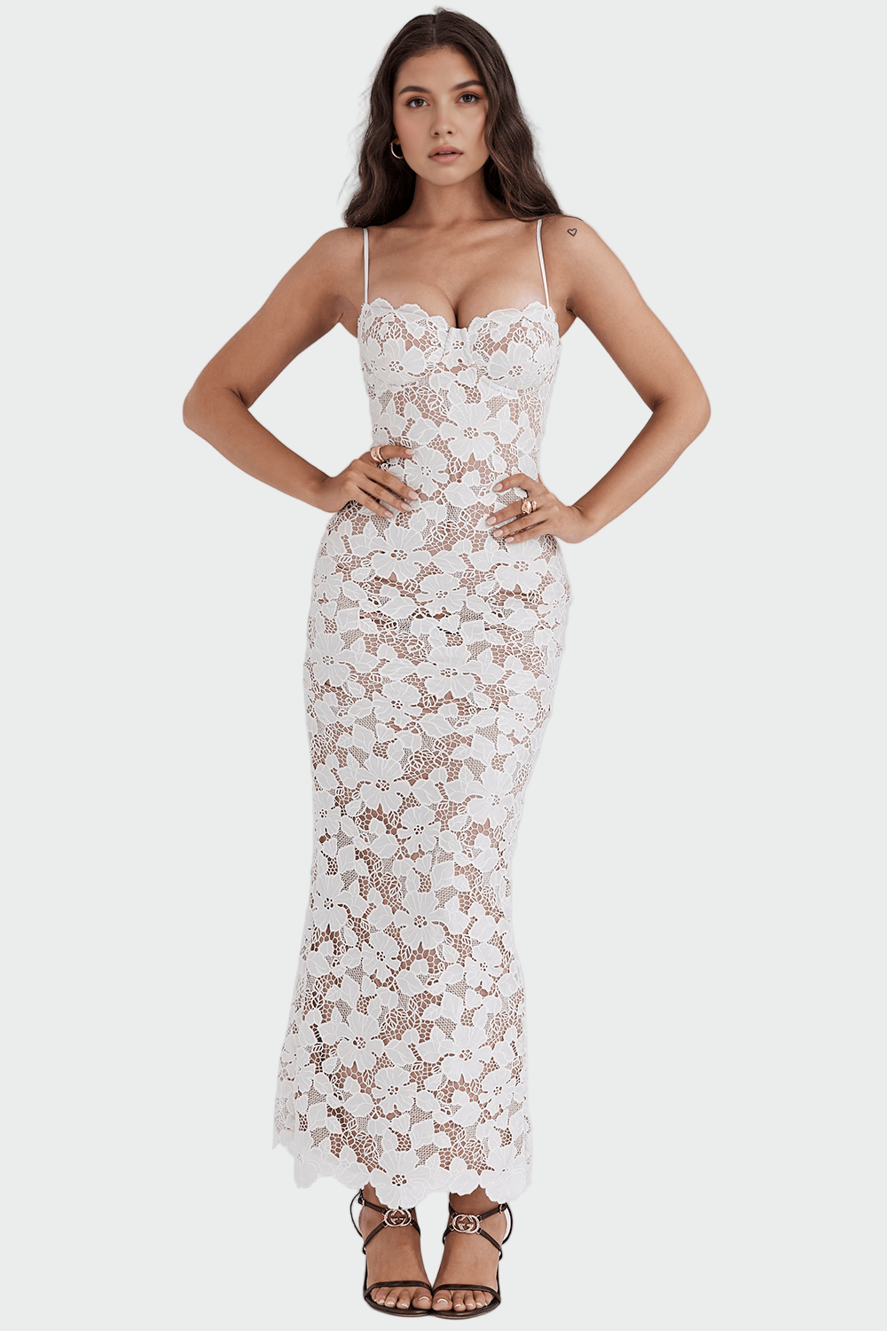 Betty | Long Floral Lace Dress