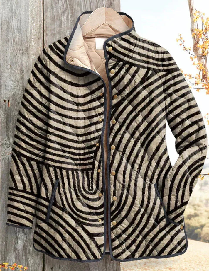 Daphne | Cream and Black Striped Jacket
