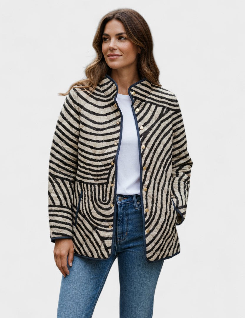 Daphne | Cream and Black Striped Jacket