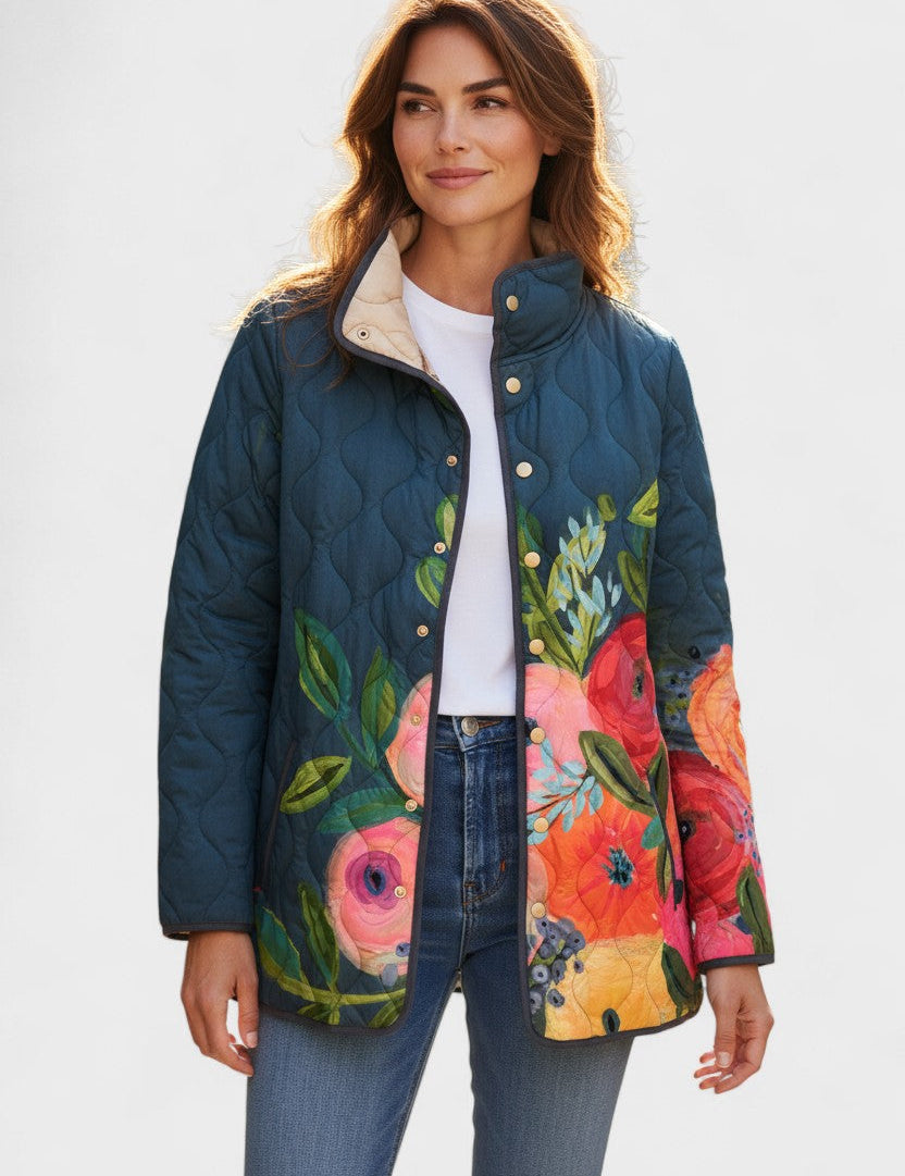 Flora | Navy Jacket with Large Flowers