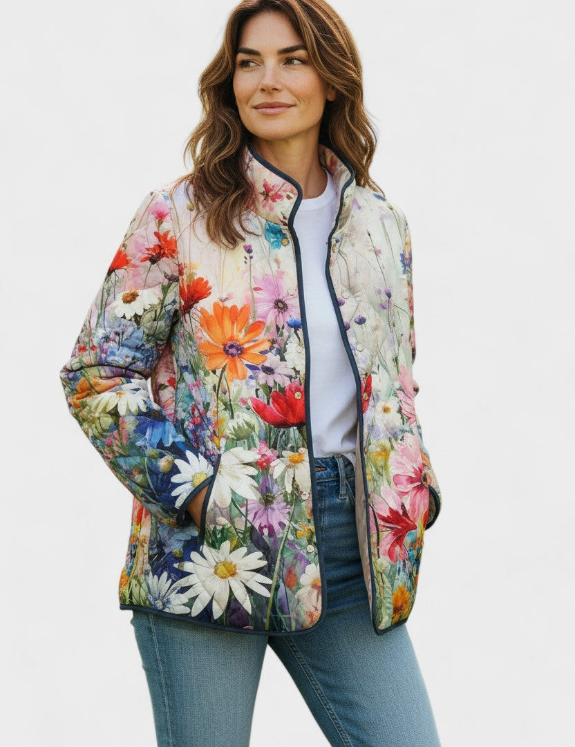 Harriet | Cream Jacket with Large Flowers