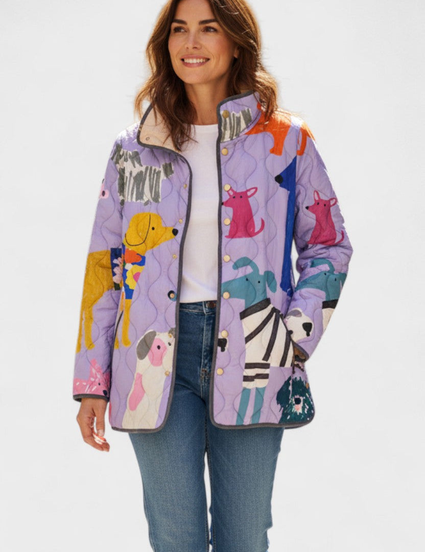 Marian | Lilac Jacket with Colourful Print