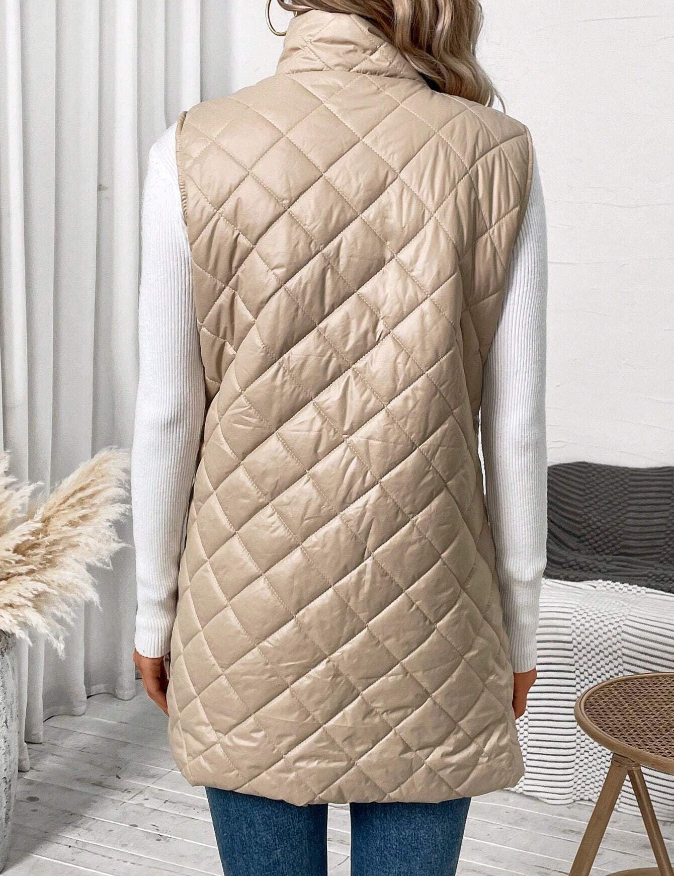 Sabrina | Long Hooded Metallic Gilet