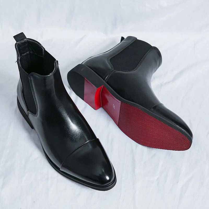 Edgar | Glossy Chelsea Boots with Red Sole