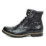 Gilbert | Durable Men's Leather Ankle Boots with Buckle and Laces